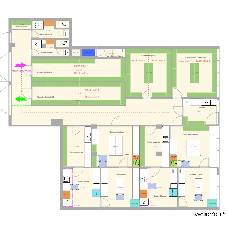 Atelier 14 : shared kitchen 2x unit. Plan de 21 pièces et 291 m2