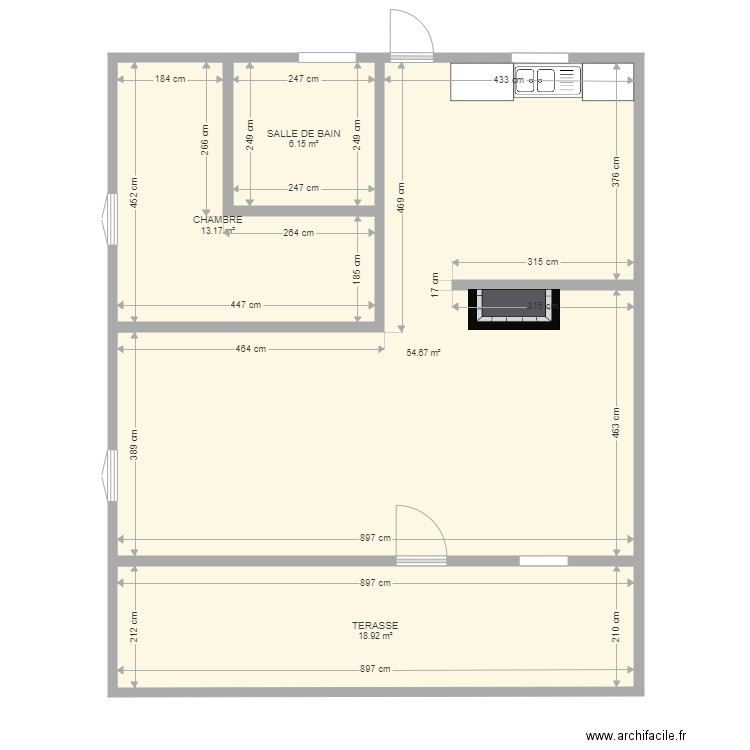 MAISON  INTERIEUR AVANT TRAVAUX. Plan de 4 pièces et 93 m2