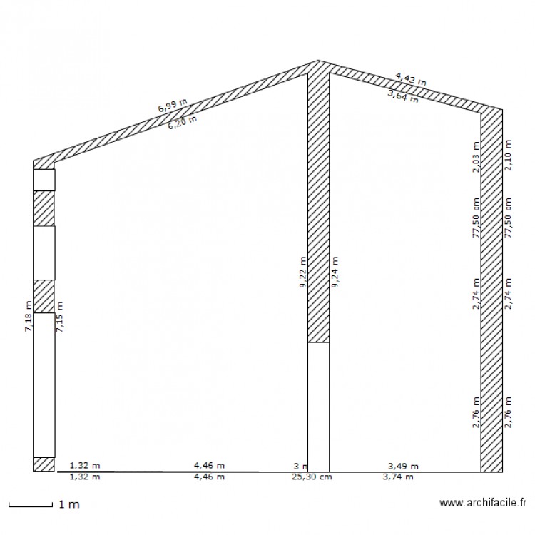 Coupe existante. Plan de 0 pièce et 0 m2