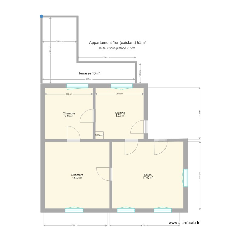 1er Libération existant. Plan de 0 pièce et 0 m2