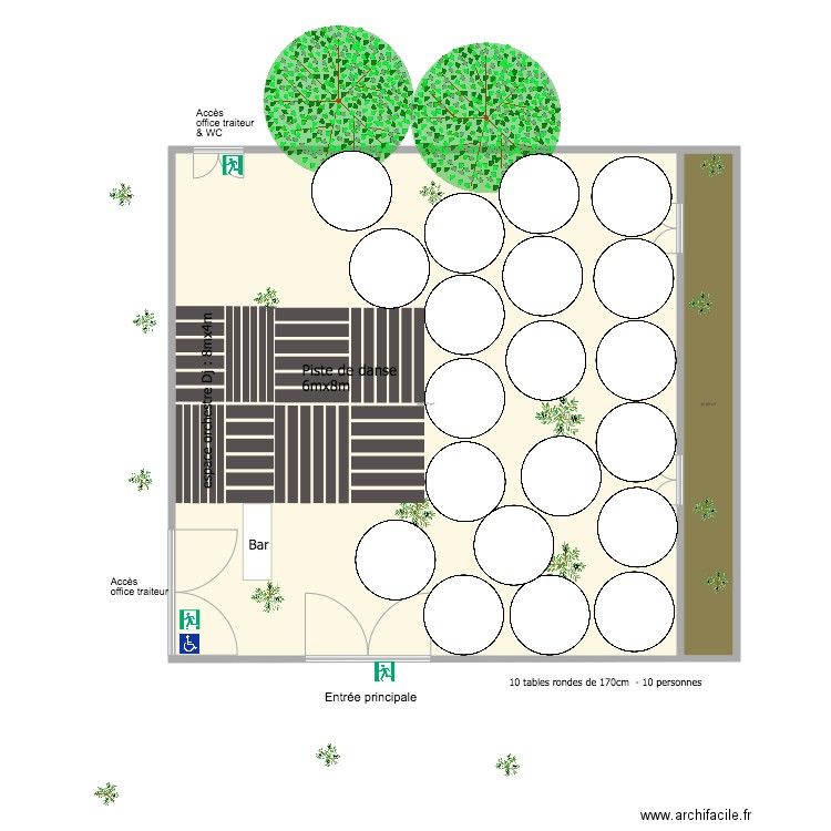 Pavillon des Oliviers implantation 200 personnes  table 170cm V2. Plan de 0 pièce et 0 m2