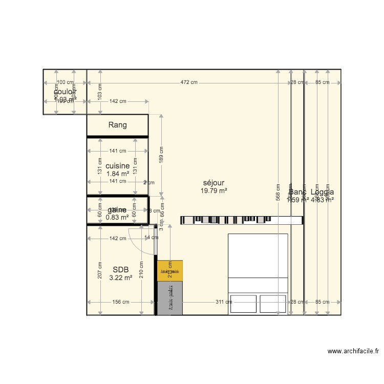 Appart   meubles base 2. Plan de 0 pièce et 0 m2