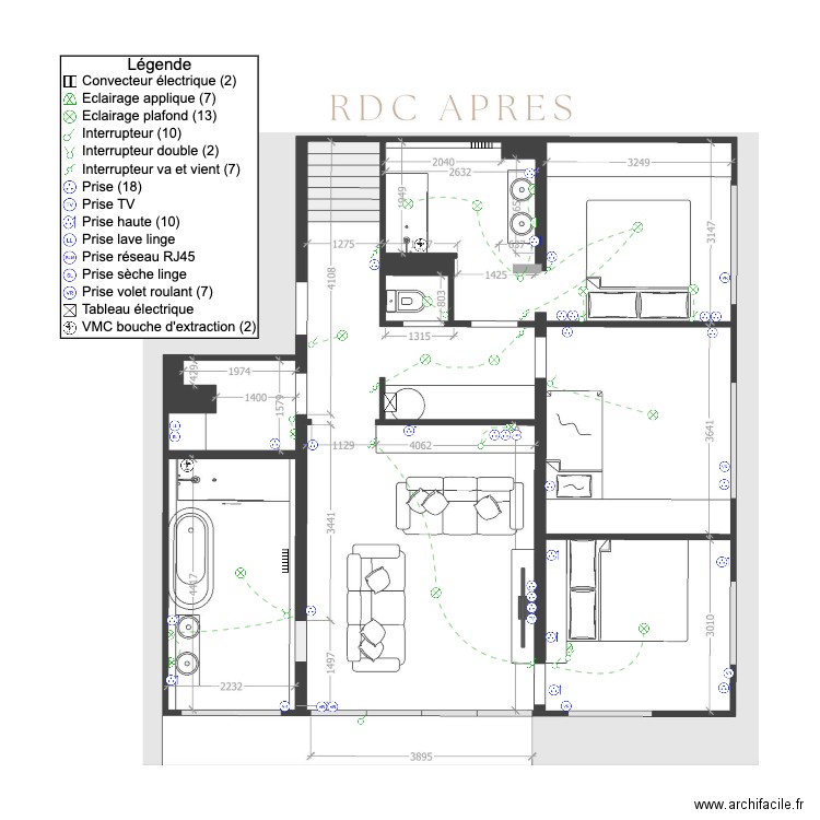 Plan électrique Romain et Laure RDC V3. Plan de 0 pièce et 0 m2