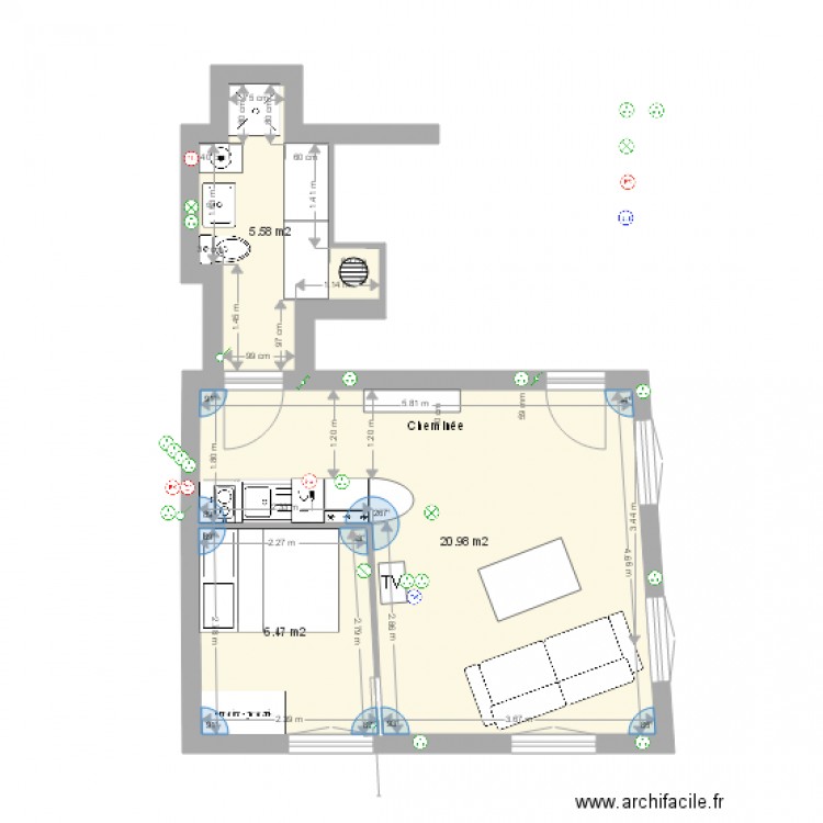 studio. Plan de 0 pièce et 0 m2