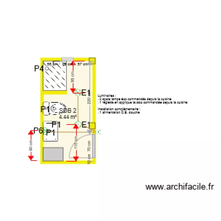 &eacute;lectricit&eacute; SDB 2. Plan de 