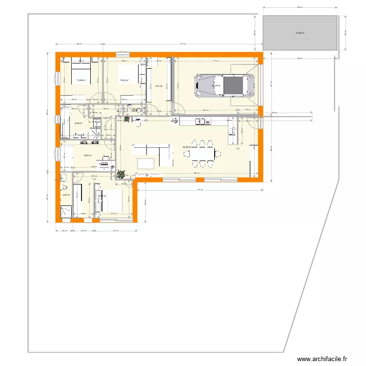 Bernin 3 raccourci &agrave; 122m habitable. Plan de 