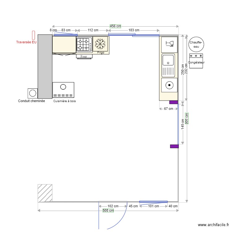 Aménagement cuisine. Plan de 0 pièce et 0 m2