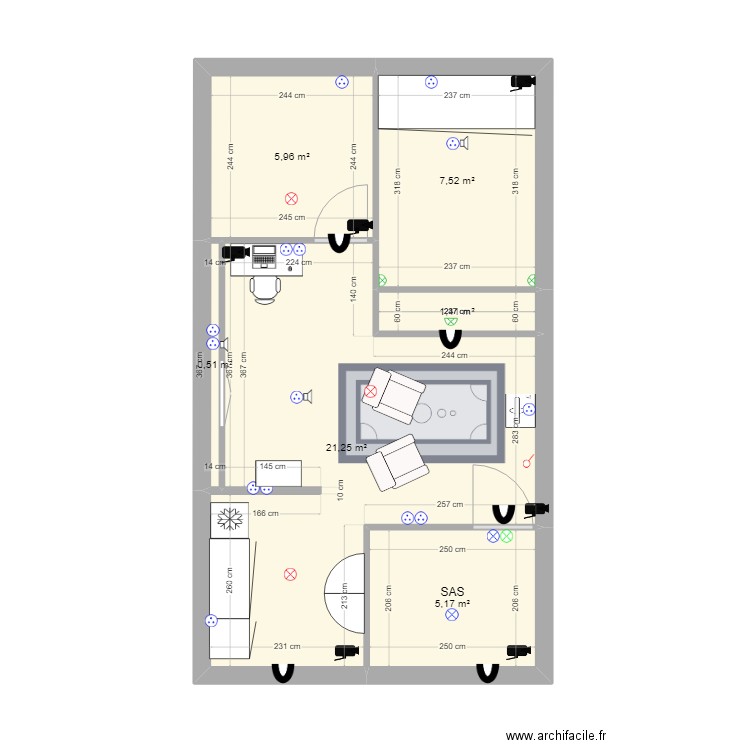 yuki v3. Plan de 6 pièces et 42 m2