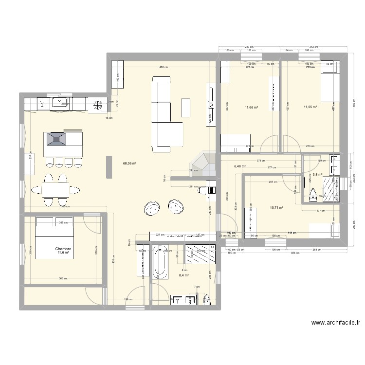 Maison  option 1. Plan de 9 pièces et 136 m2