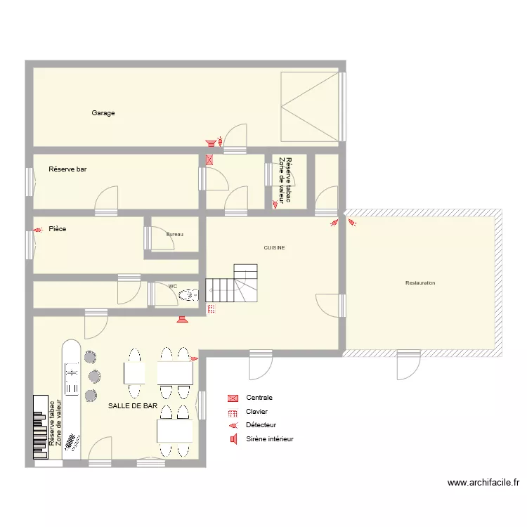 TABAC CHEZ JEAN MI Alarme. Plan de 