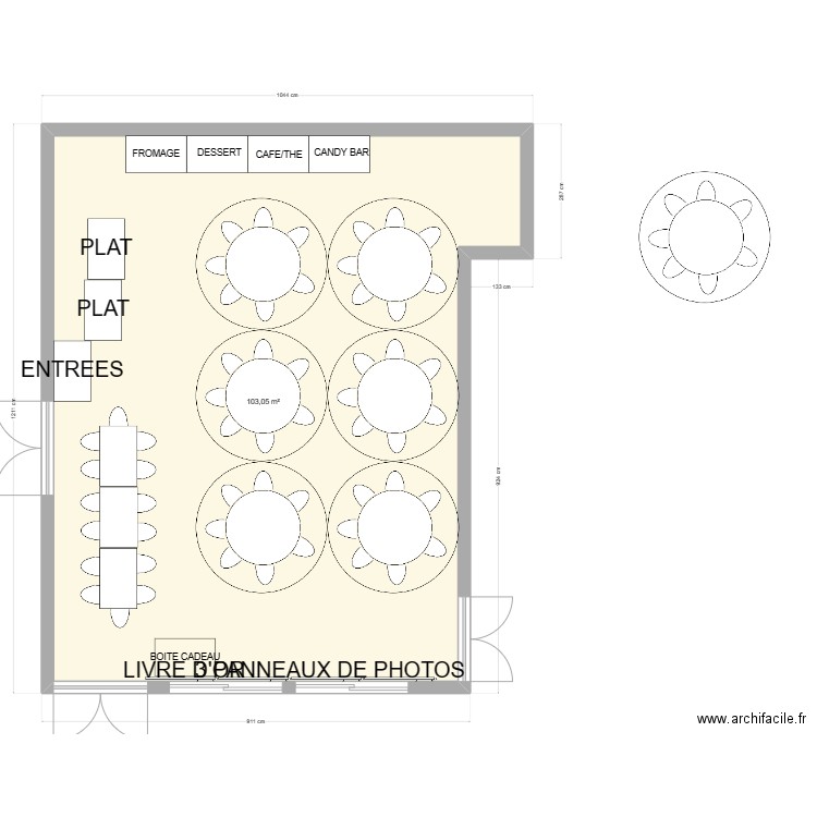 50 ans 2. Plan de 1 pièce et 103 m2