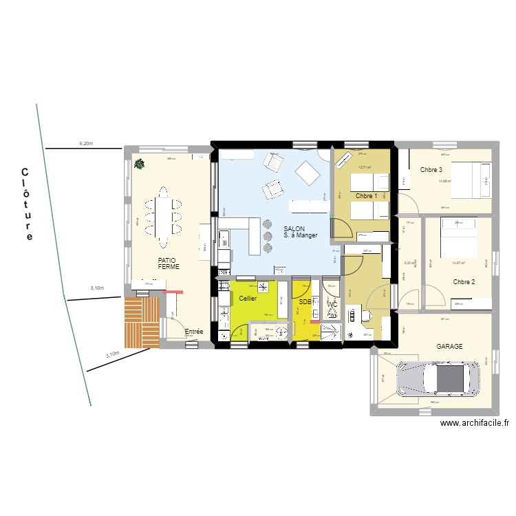 oroüet plan maison  agrandissement. Plan de 15 pièces et 208 m2