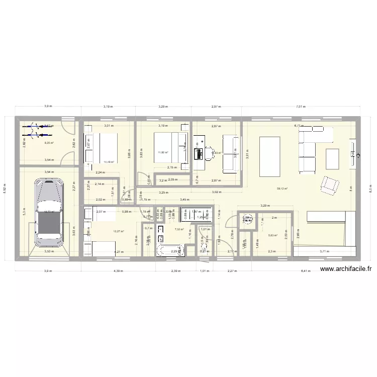 Bilheres vaga. Plan de 10  et 151 m²