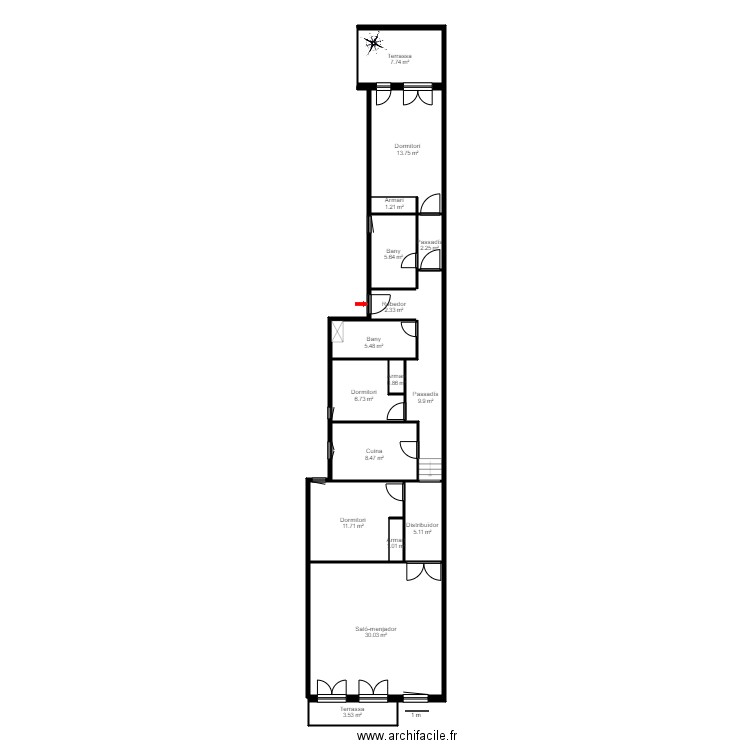 ED CARLES ESCALA A 7 AD LA MASSANA. Plan de 19 pièces et 140 m2