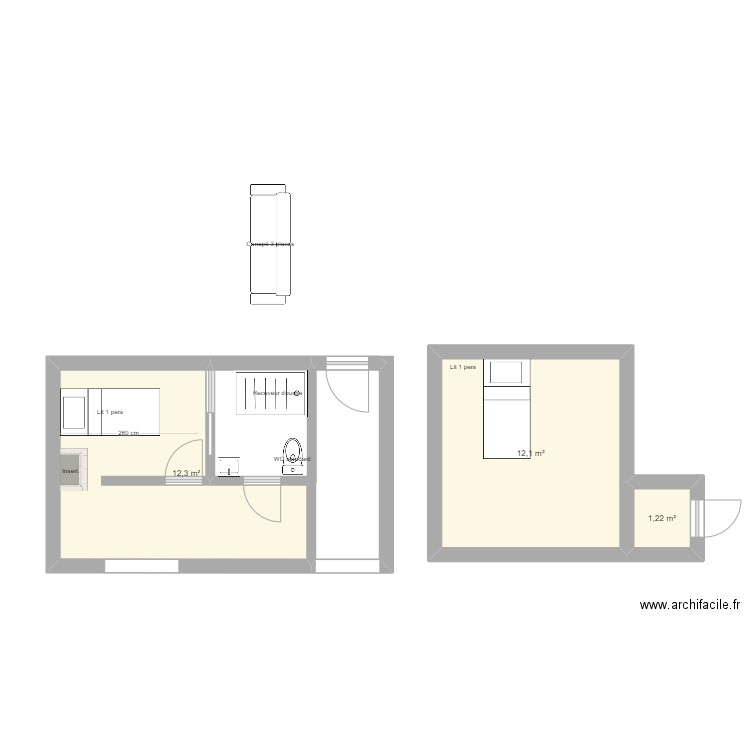 VAR Justine 4. Plan de 3 pièces et 26 m2