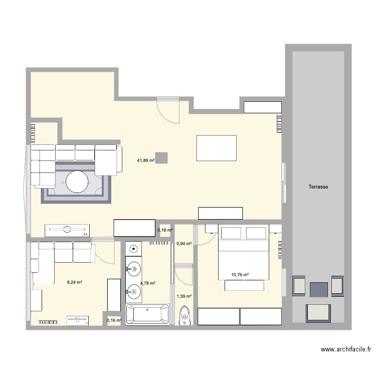 appartement 33333. Plan de 9 pièces et 87 m2