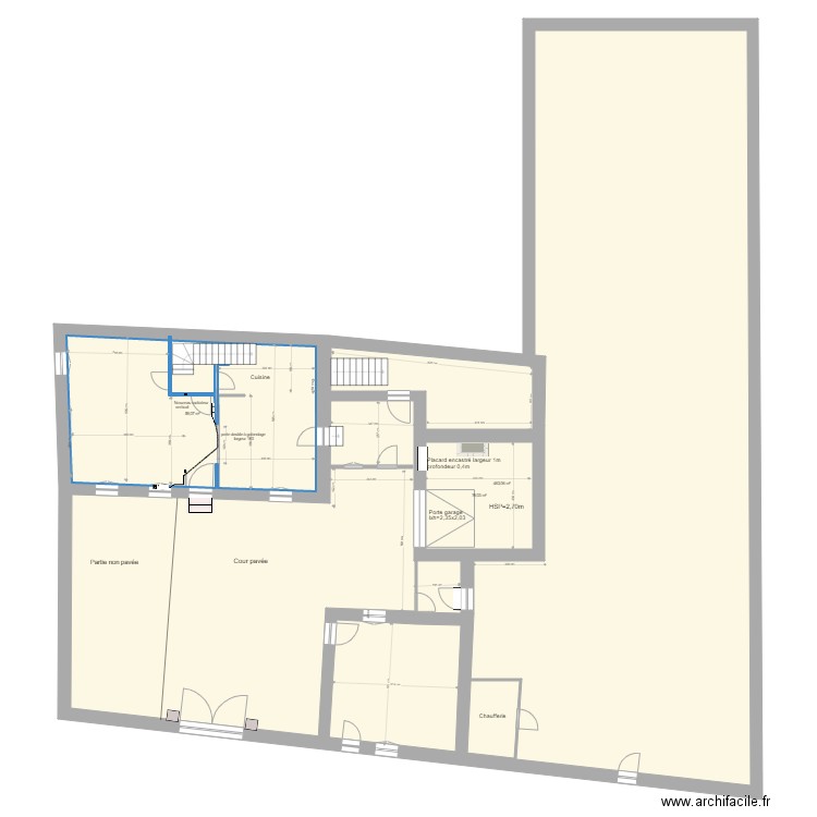 Bourron etat projeté couloir. Plan de 0 pièce et 0 m2