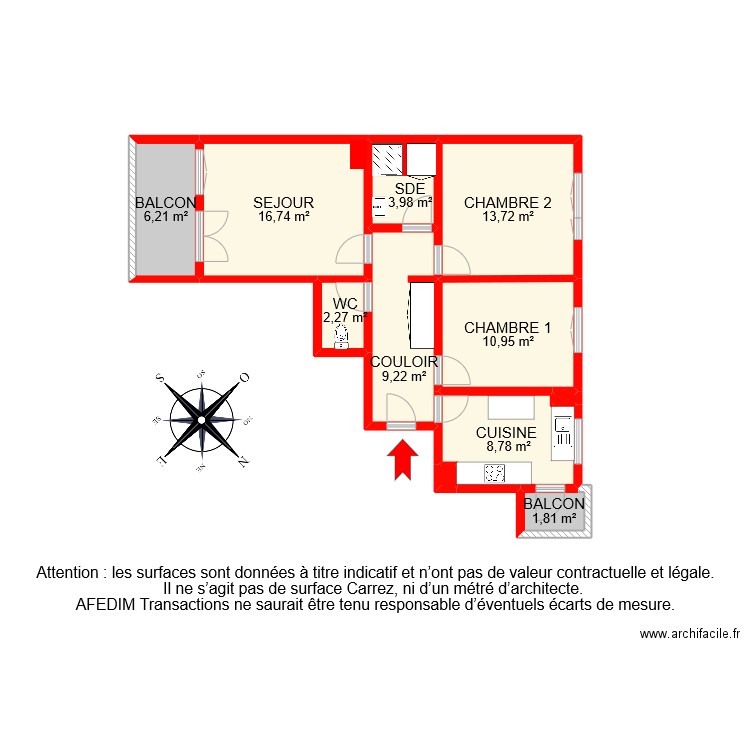 BI 9287. Plan de 11 pièces et 74 m2