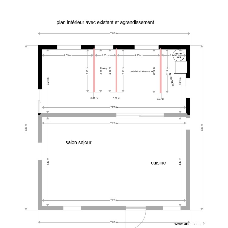 LES ECANCIERES AGRANDISSEMENT ET EXISTANT. Plan de 0 pièce et 0 m2