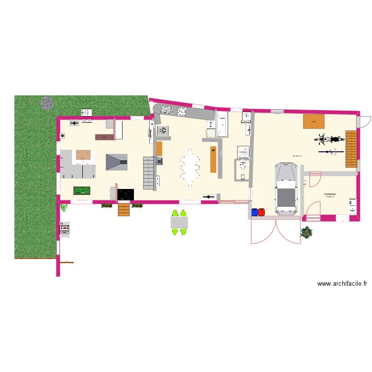 plan maison rez de chaussée. Plan de 3 pièces et 133 m2