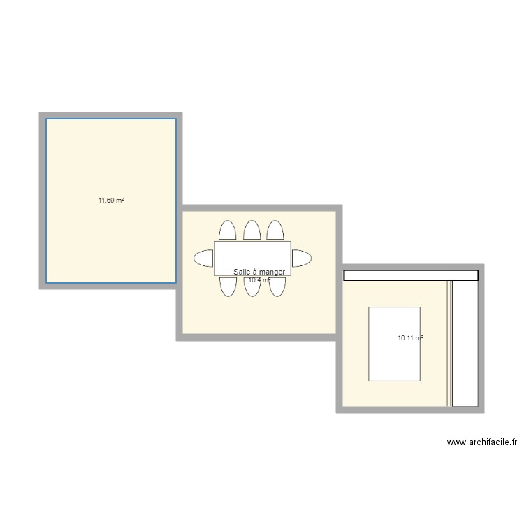 Maison exposition sud essai 2. Plan de 3 pièces et 32 m2