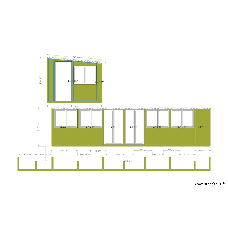 façade terrasse mobil home. Plan de 0 pièce et 0 m2