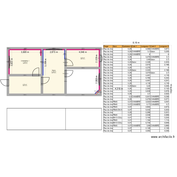 SOLDA. Plan de 4 pièces et 44 m2