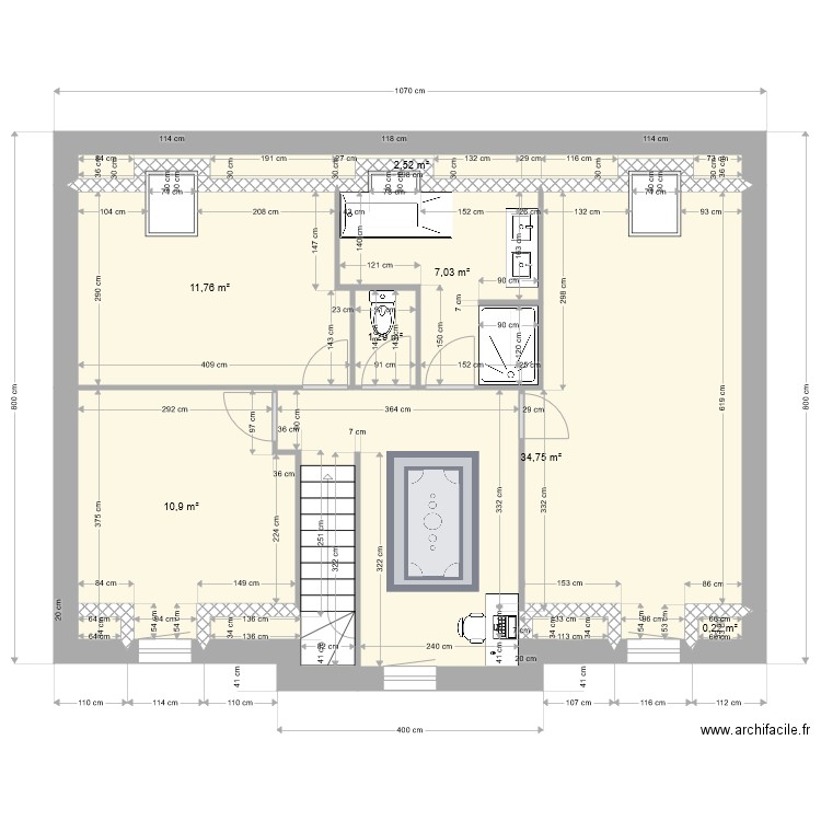 Kodjo V2 Armancourt étage. Plan de 7 pièces et 68 m2