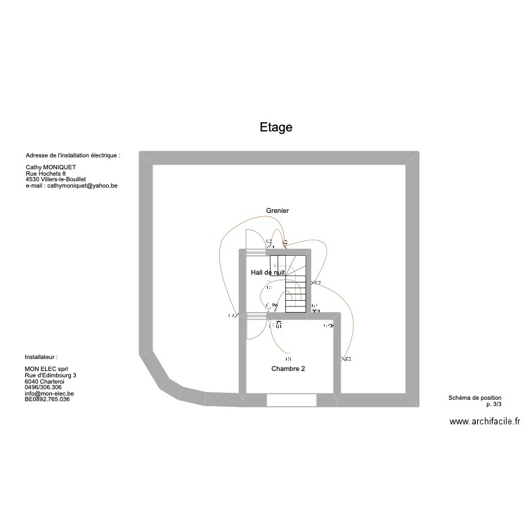 Hochets Etage. Plan de 3 pièces et 87 m2