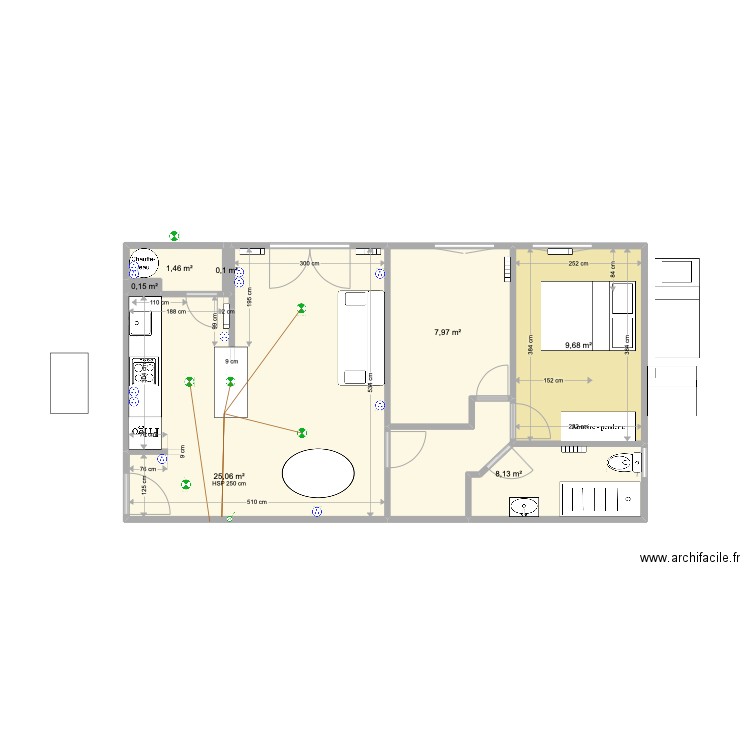 isla reforme. Plan de 7 pièces et 53 m2