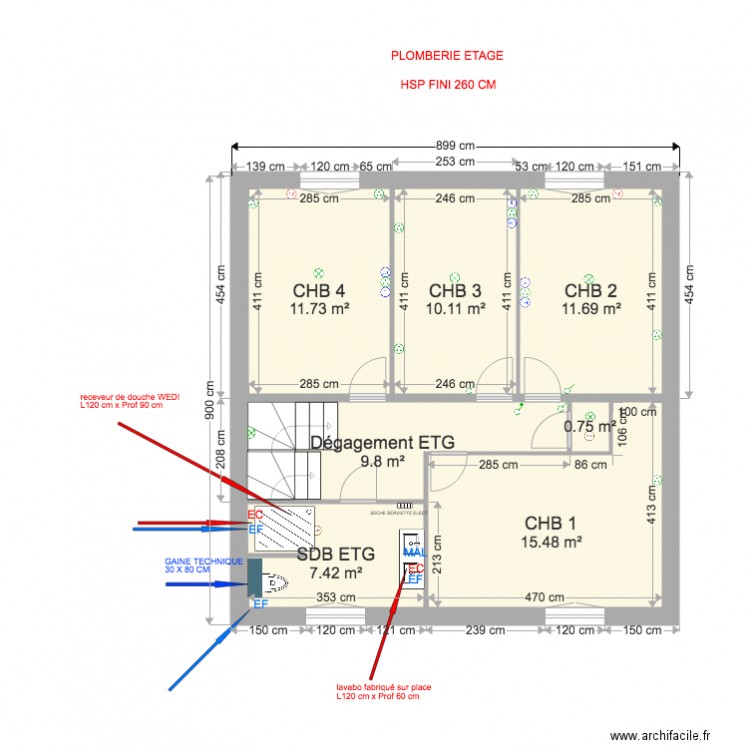 ETAGE SERDAL V2 PLOMBERIE octobre 16. Plan de 0 pièce et 0 m2