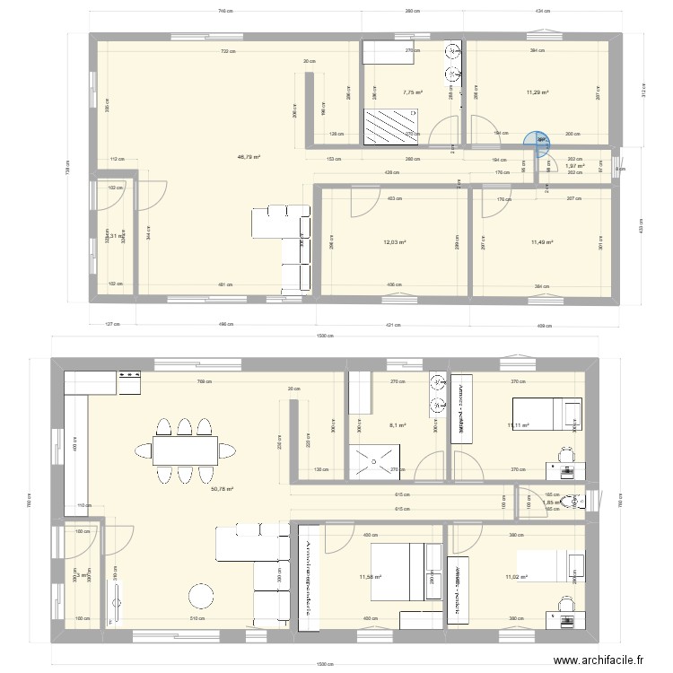 maison César 97m. Plan de 14 pièces et 192 m2