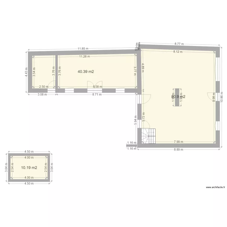 Cabinet Sabine projet existant. Plan de 