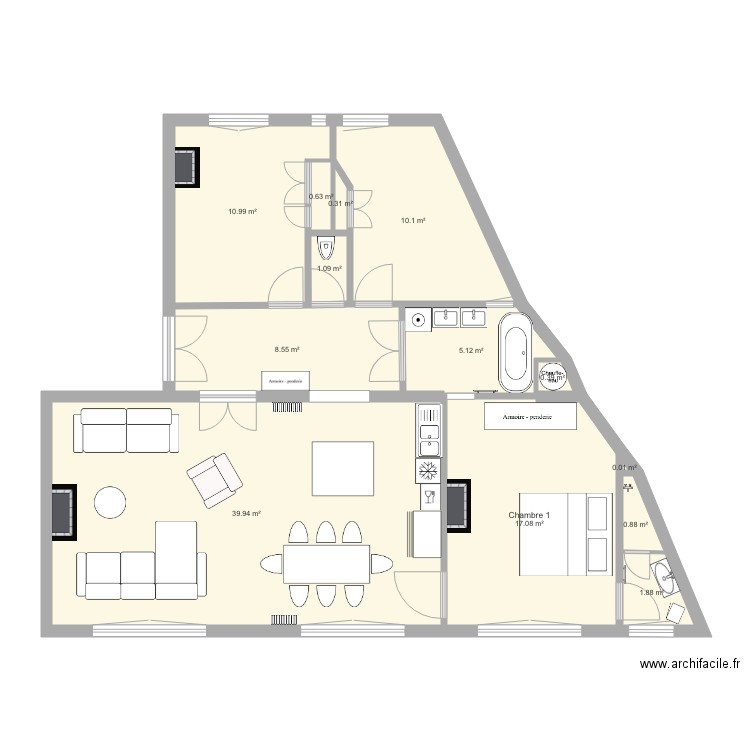 APPART V Oudot. Plan de 0 pièce et 0 m2
