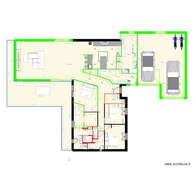 plan principal bis avec mise à jour salle de bain 2. Plan de 13 pièces et 265 m2