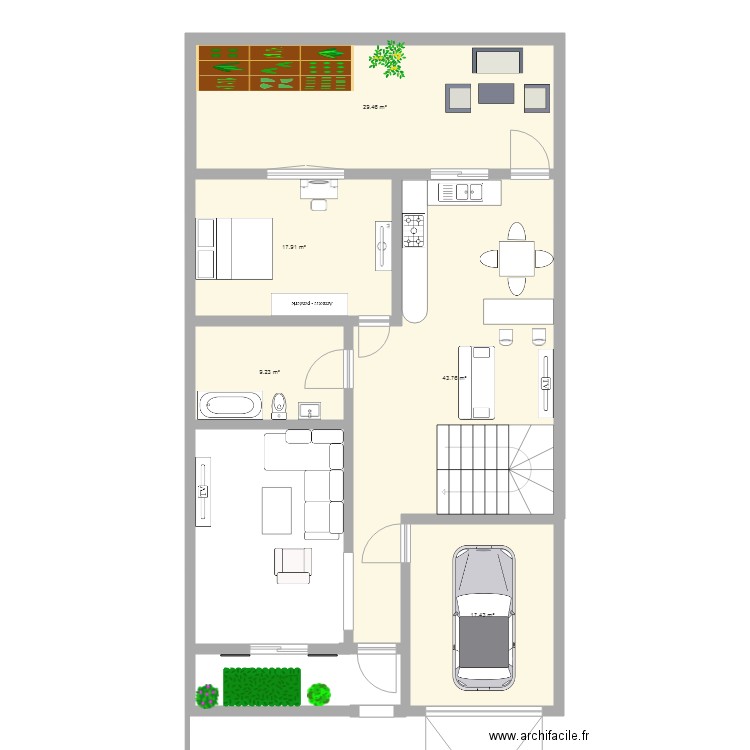 plans une petite villa de 9m de façade villa variante1. Plan de 0 pièce et 0 m2