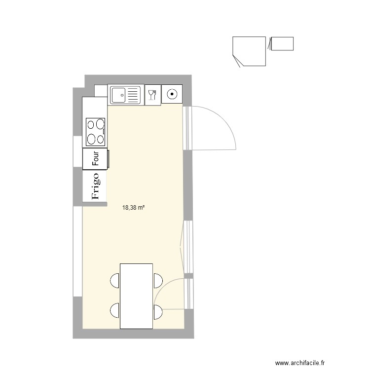 Cuisine Maison. Plan de 1 pièce et 18 m2