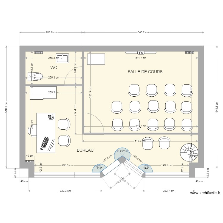 bureaucanisy. Plan de 0 pièce et 0 m2