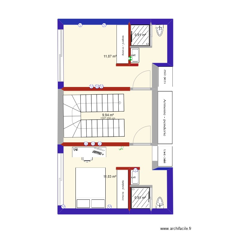 ETAGE2  la celle saint cloud. Plan de 5 pièces et 35 m2