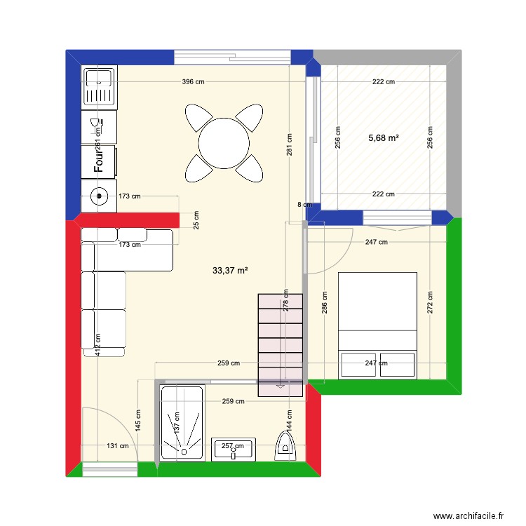 ENTRECASTEAUX  LOVE LOVE. Plan de 2 pièces et 39 m2