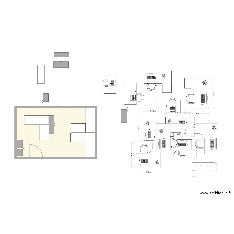 PLAN SERVICE INFORMATIQUE. Plan de 1 pièce et 16 m2
