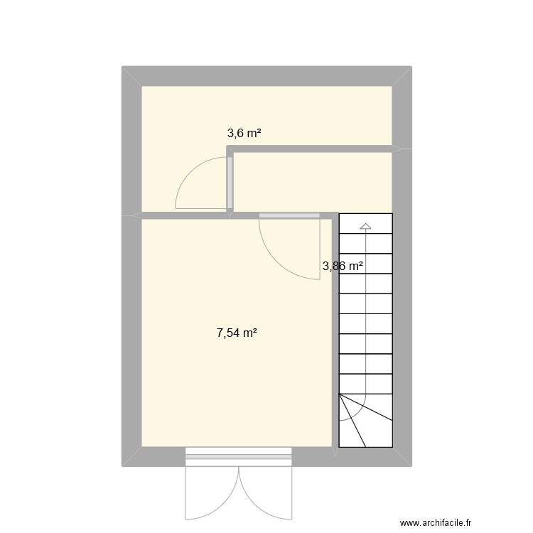 1er etage. Plan de 3 pièces et 15 m2
