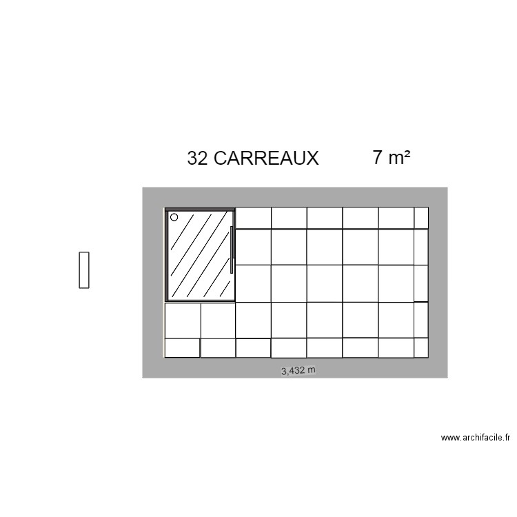 bain 2. Plan de 1 pièce et 6 m2