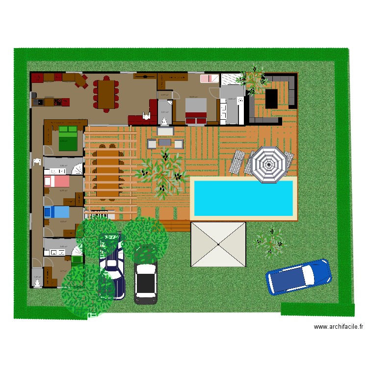 bungalow. Plan de 12 pièces et 107 m2