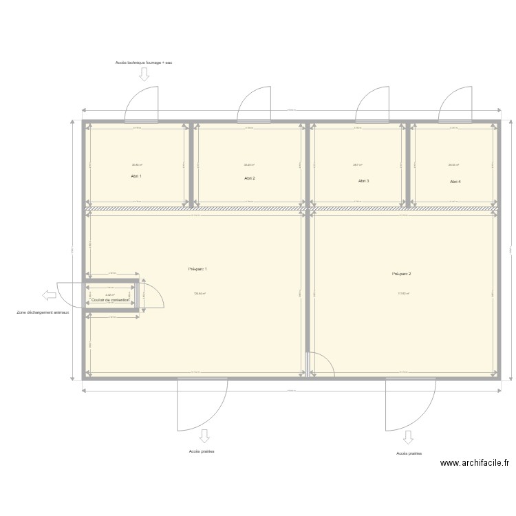 Bâtiment bisons. Plan de 7 pièces et 360 m2