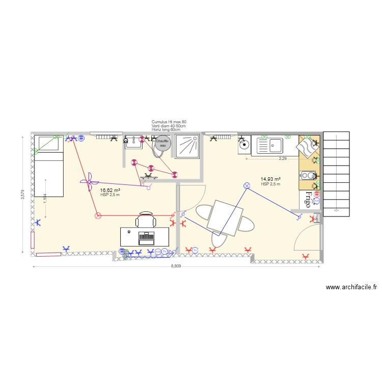 Studio Infir v2. Plan de 2 pièces et 32 m2