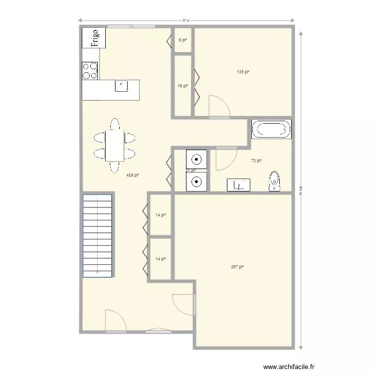 jumel&eacute; avec garage . Plan de 