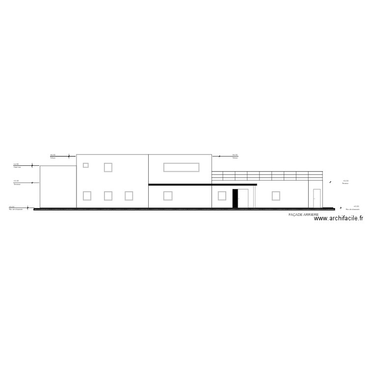 plan de façade arrière. Plan de 0 pièce et 0 m2