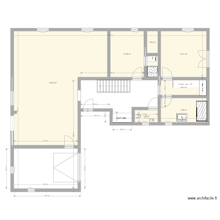 RDC FORCALQUIER RENOVATION. Plan de 8 pièces et 102 m2