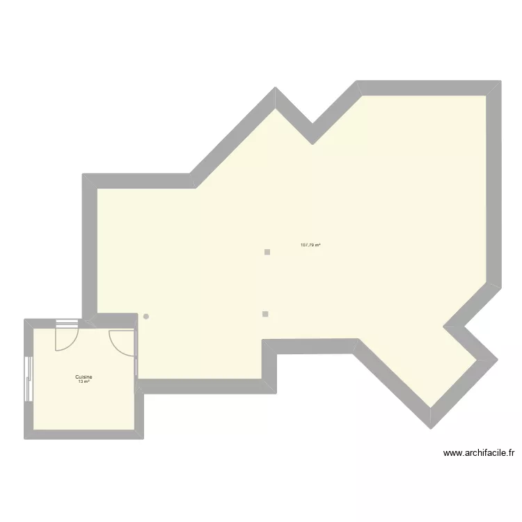 vestiaire entrprise. Plan de 2 pièces et 121 m²